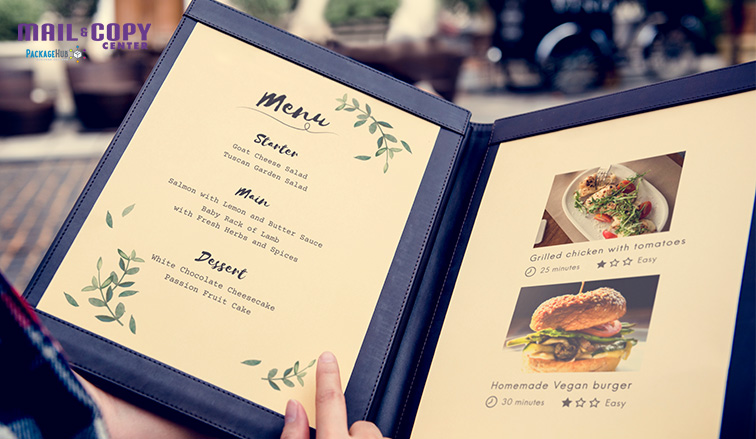 Menu printing services at gentilly mail and copy center
