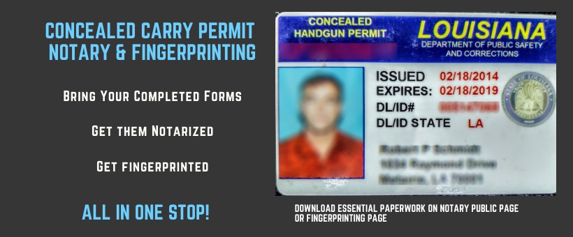 concealred carry permit Notary and Fingerpritning at Gentilly Mail and Copy center