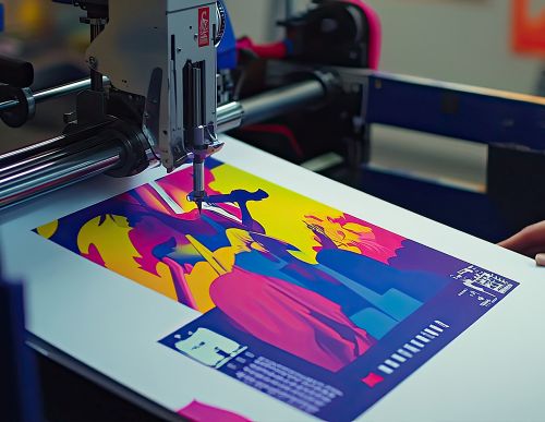 Giclée printing process of vibrant abstract artwork using professional printer — precision art reproduction for artists and galleries