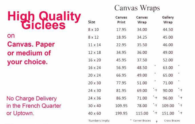 Canvas wrap pricing at Gentilly Mail and Copy center