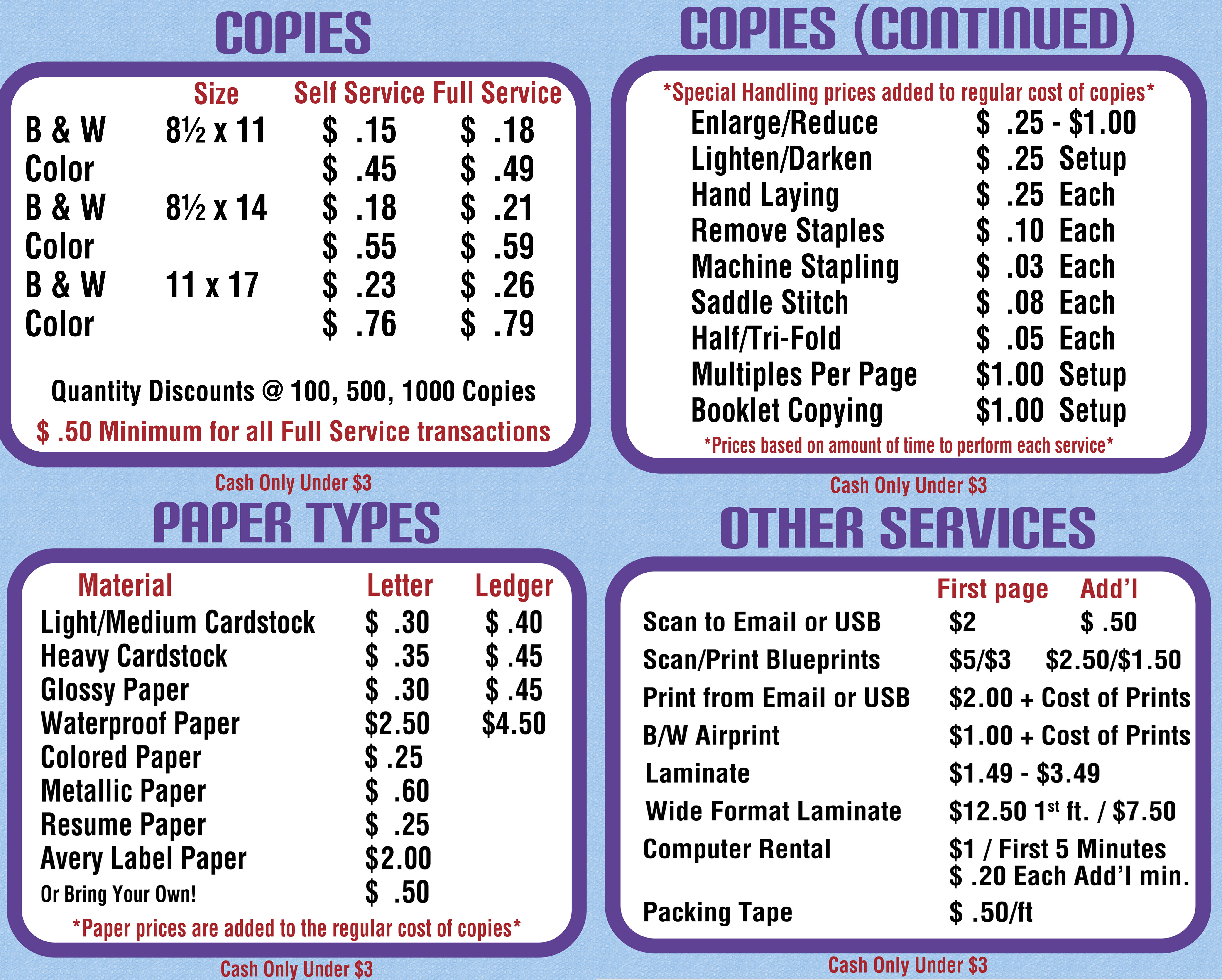 copying and printing prices at gentilly mail and copy center new olreans