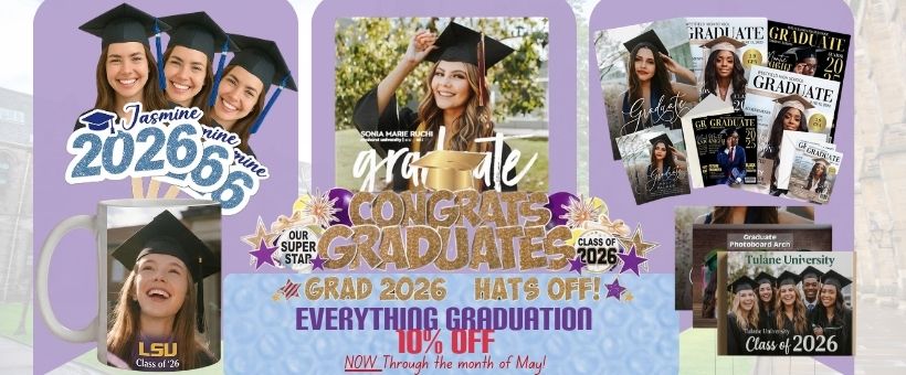 Graduation banners, posters, yard signs, and invitation printing at Gentilly Mail and Copy Center in New Orleans.